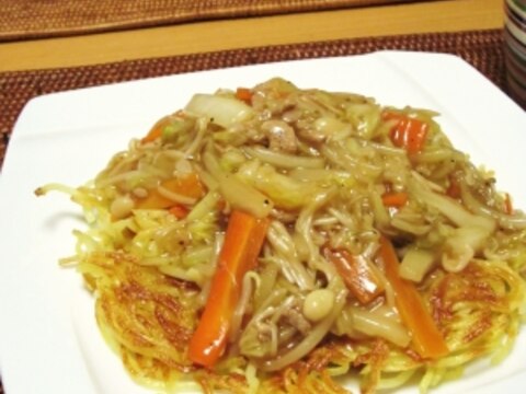 野菜たっぷり!! あんかけかた焼きそば♪